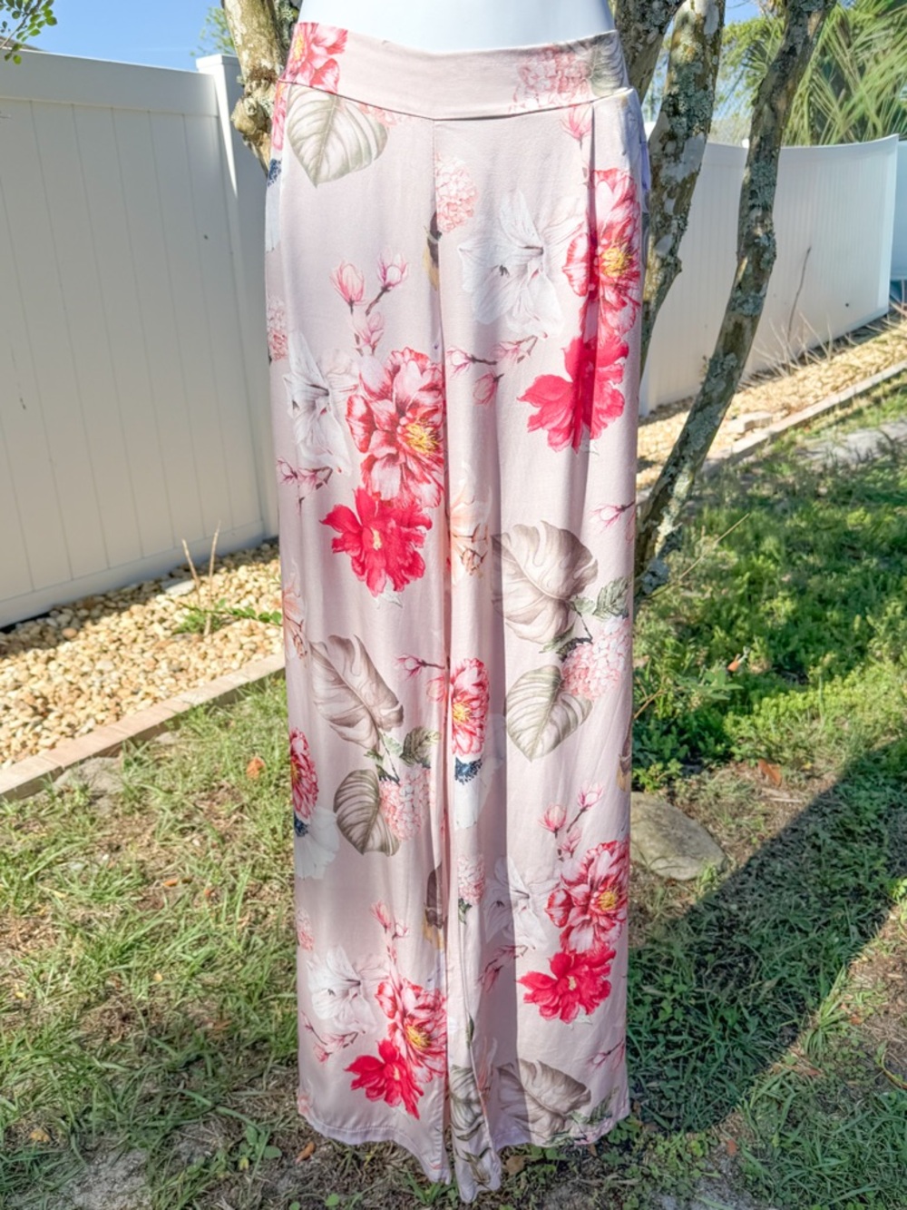 Moda Seta Italy Floral Satin Pajama Style Pants | Moda Seta Wide Leg Lounge M